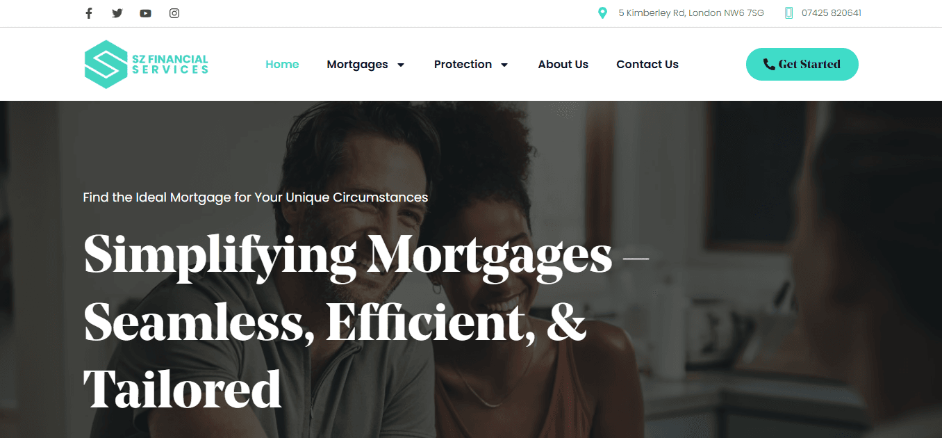 SZ Financial Services – Mortgage & Financial Advisory Website portfolio image